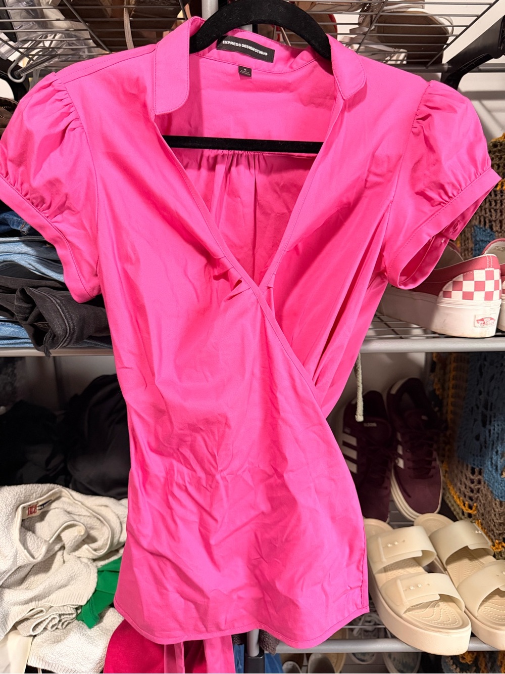 Express Design Studio Wrap Top Pink Size Small
